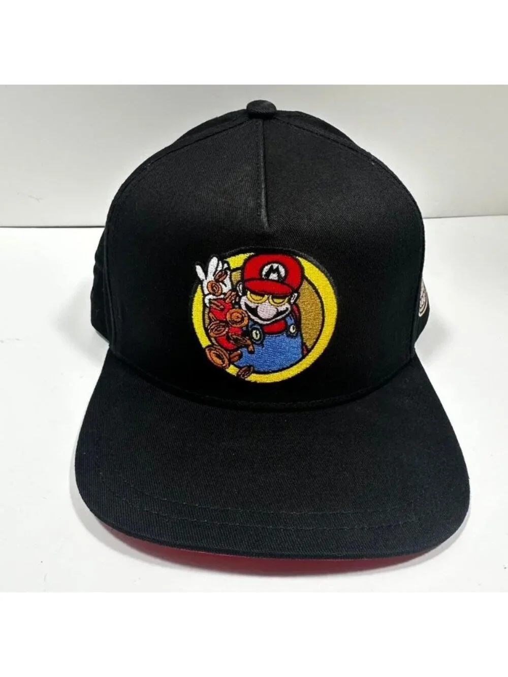 Tony Caps Mario Money Snapback‎ Hat Mens OSFM Black Red Underbrim Flat Bill Cap